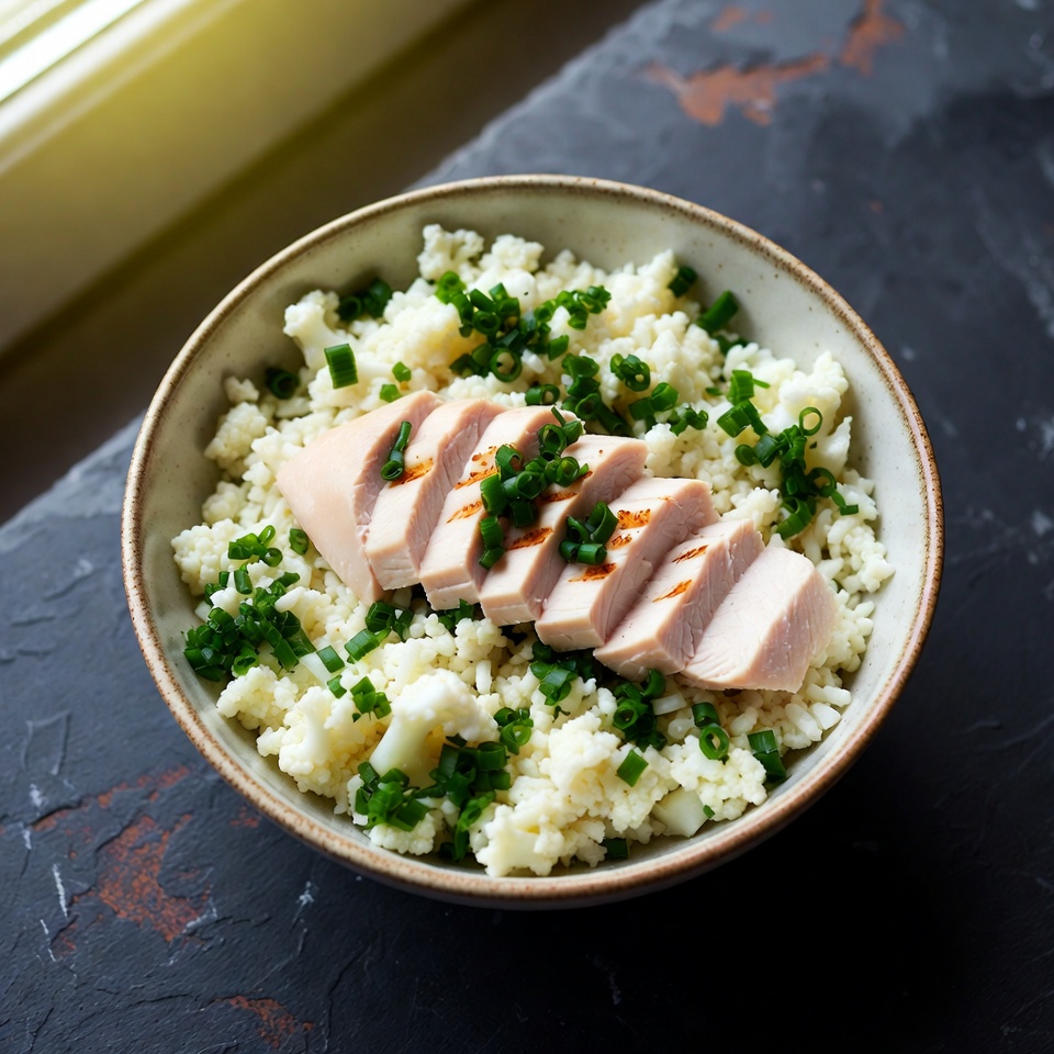 Keto Blumenkohlreis Bowl mit Chicken