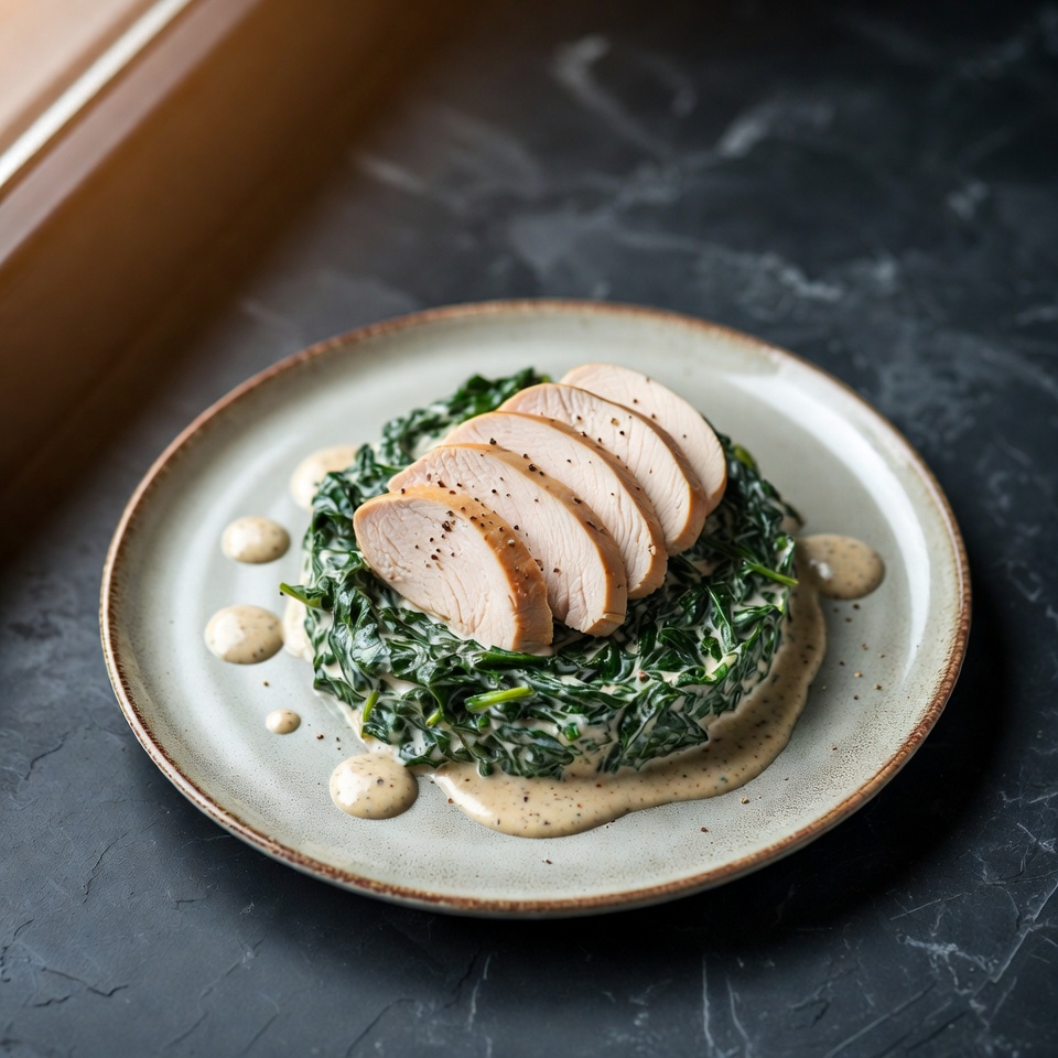 Keto Creamy Hähnchen Spinat Topf