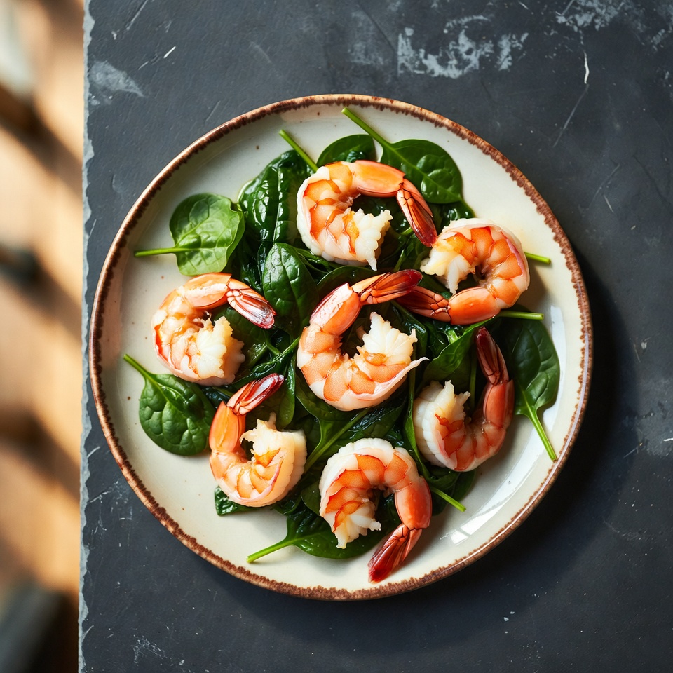 Garnelenpfanne mit Spinat