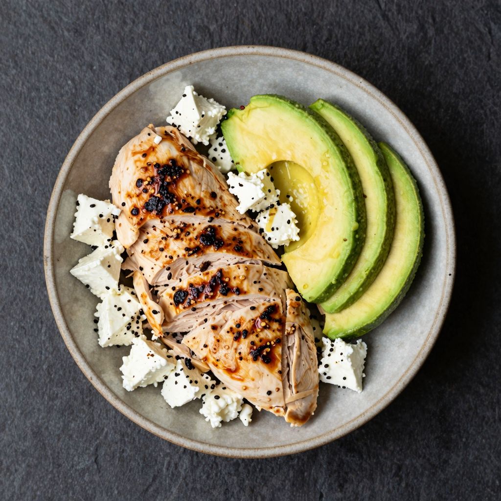 Griechische Keto Hähnchen-Feta-Schüssel