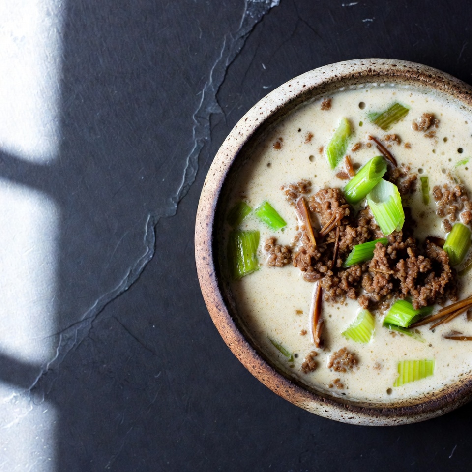 Käse-Lauch-Suppe mit Hack