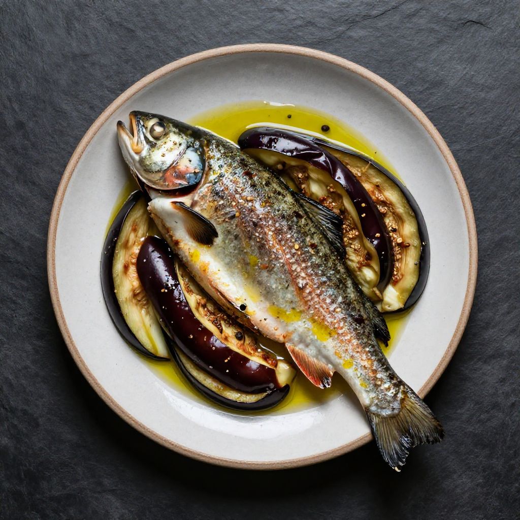 Keto Forelle mit Aubergine