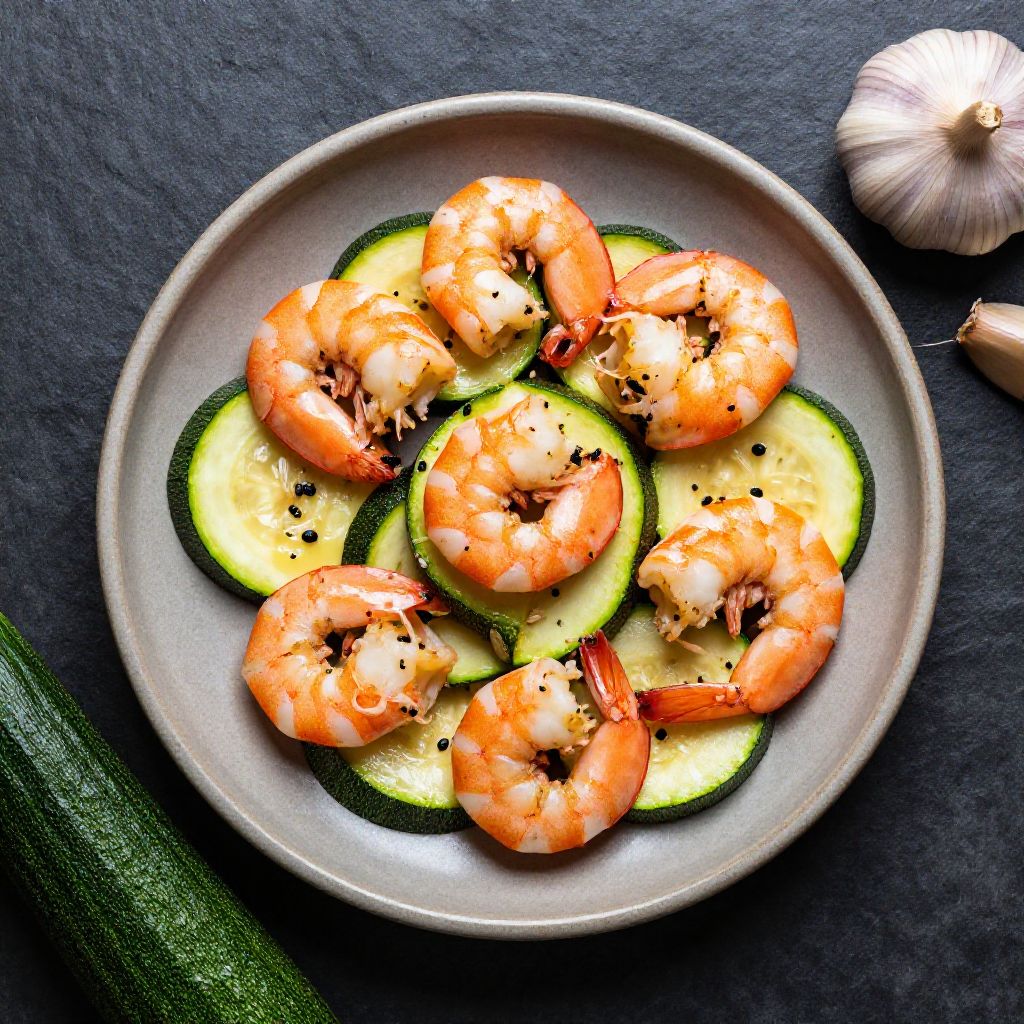 Keto Garnelen mit Zucchini (Gebraten)
