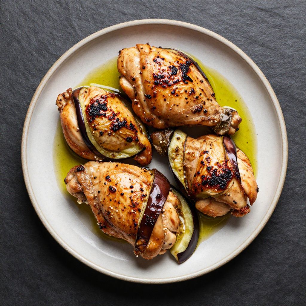Keto Hähnchenschenkel mit Aubergine