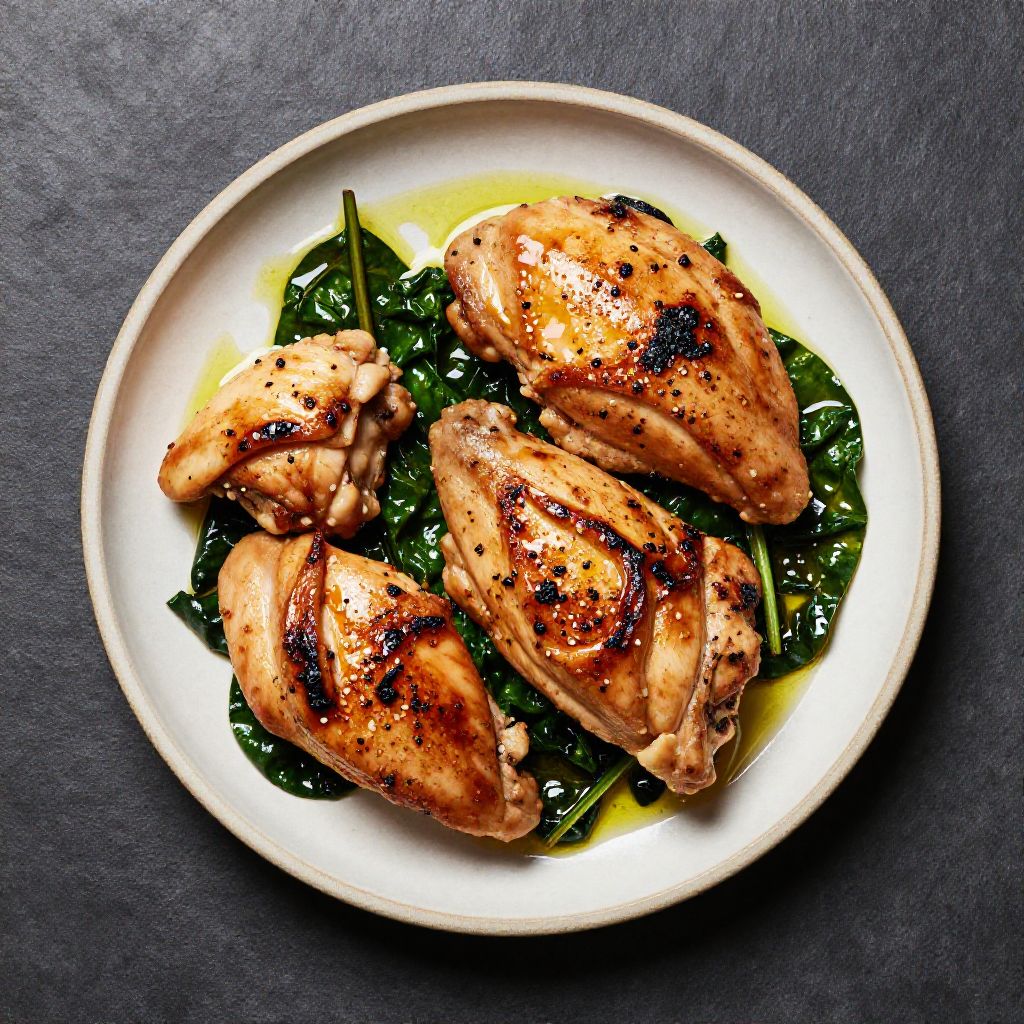 Keto Hähnchenschenkel mit Mangold