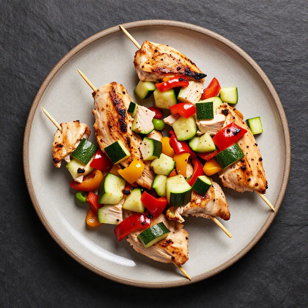 Keto Hähnchen-Gemüse-Spieße