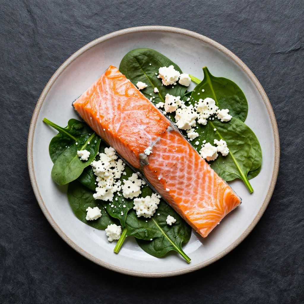 Keto Lachs mit Feta und Spinat