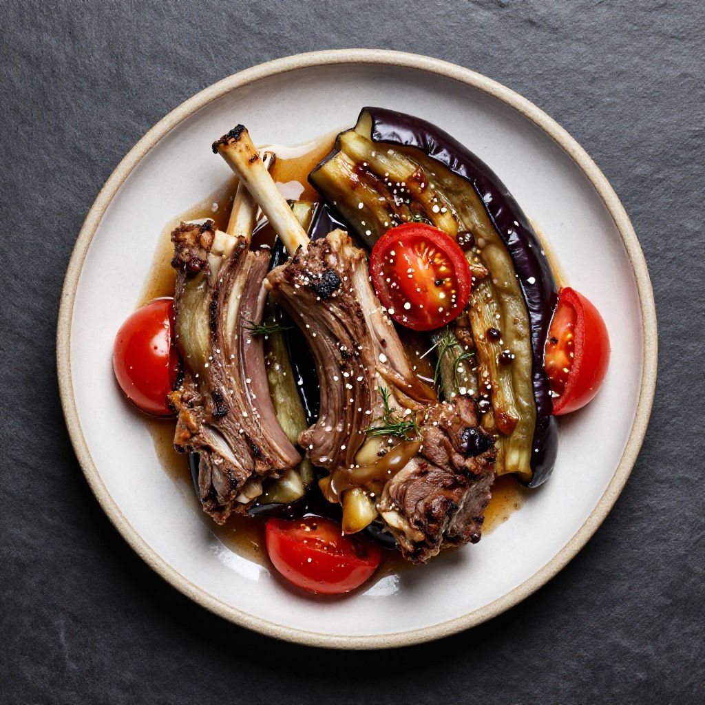 Keto Lamm mit Aubergine (Gebraten)