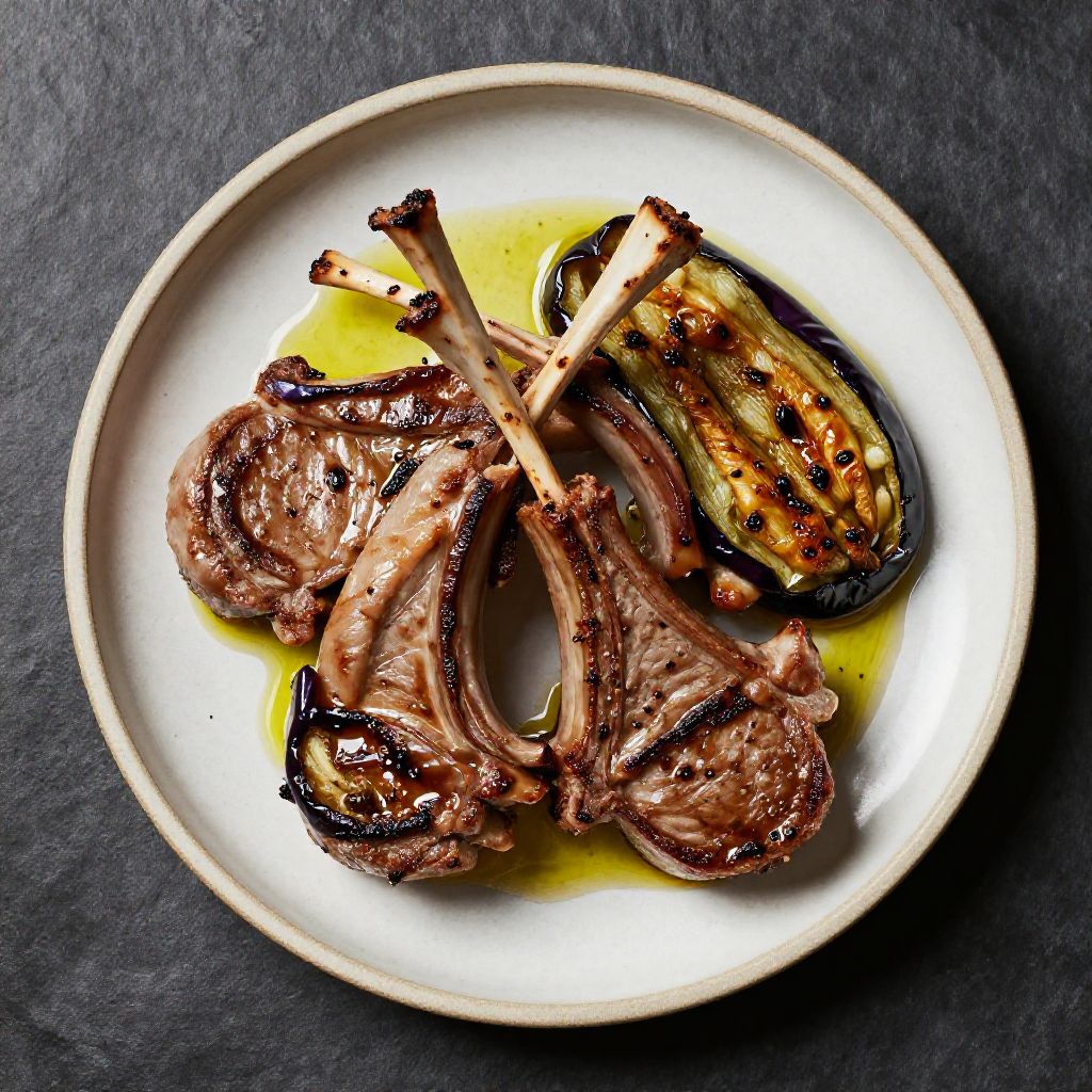 Keto Lammkotelett mit Aubergine