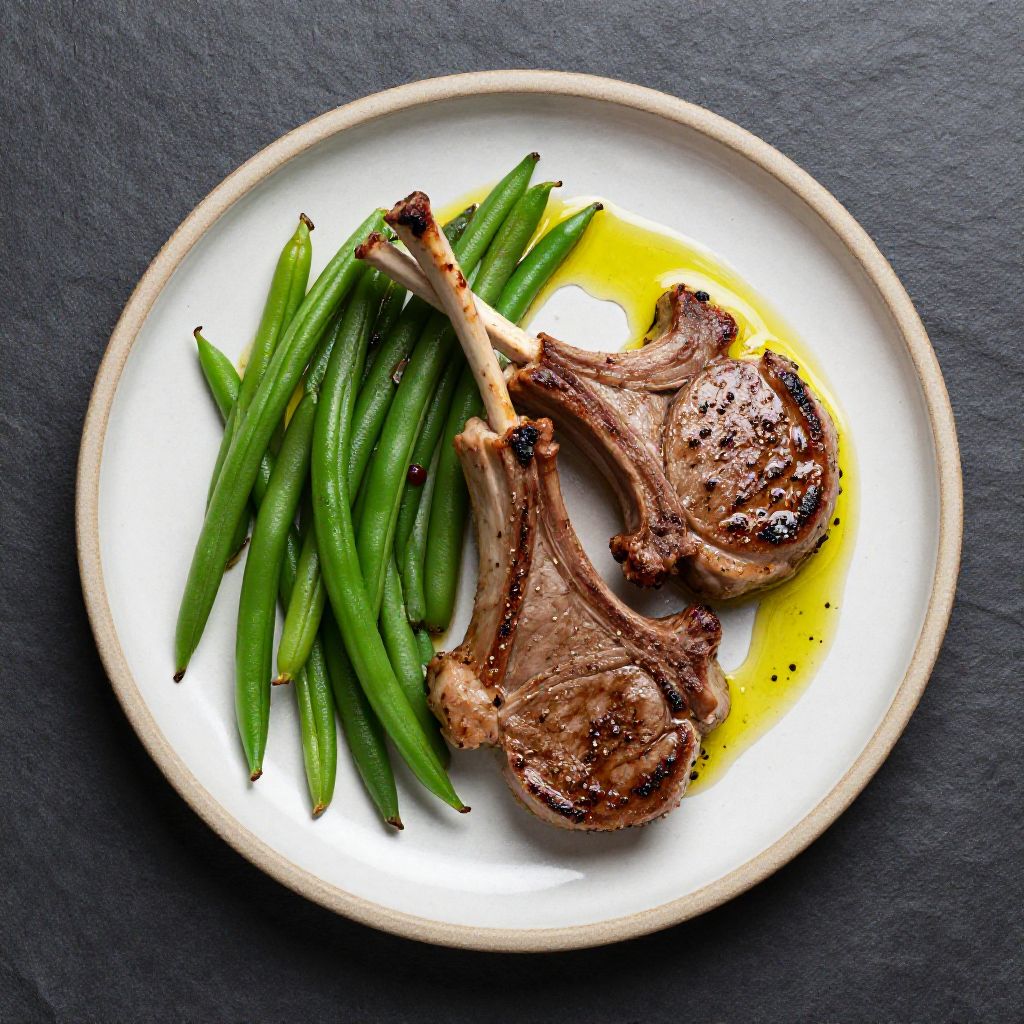 Keto Lammkotelett mit grüne Bohnen