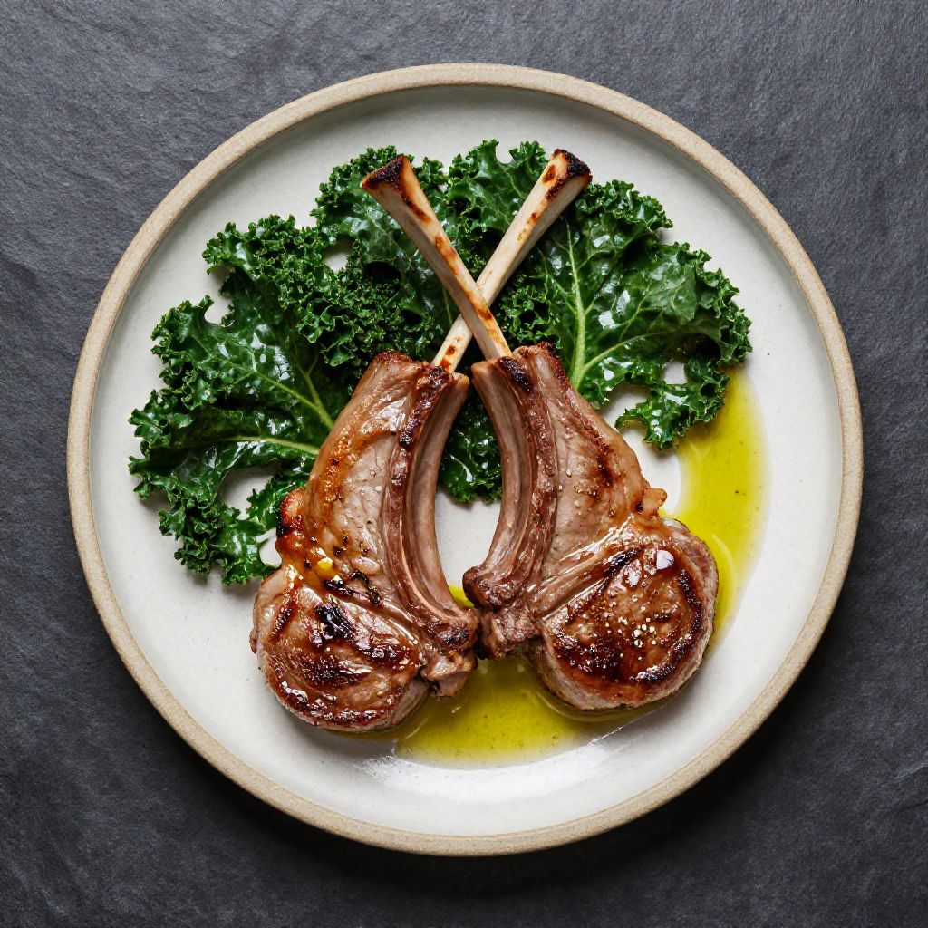 Keto Lammkotelett mit Grünkohl