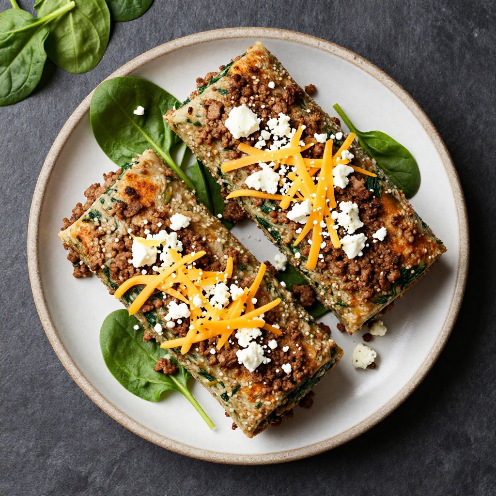 Keto Rinderhack-Spinat-Rollen