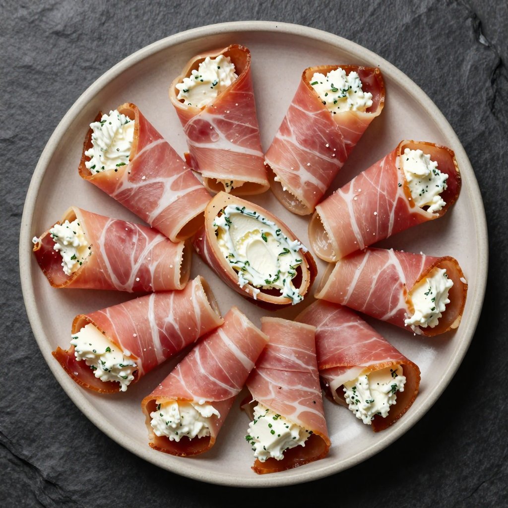 Keto Schinken-Frischkäse-Röllchen