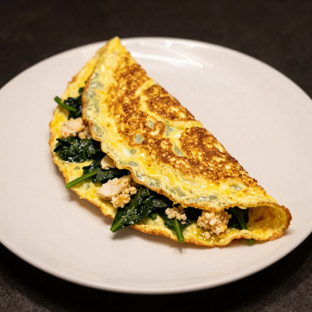 Keto Omelett mit Spinat und Feta