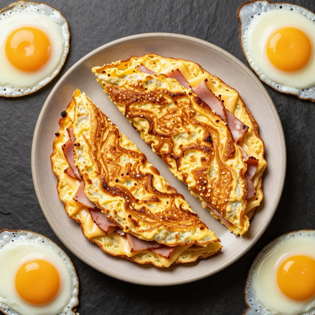 Gerolltes Schinken-Käse-Omelette