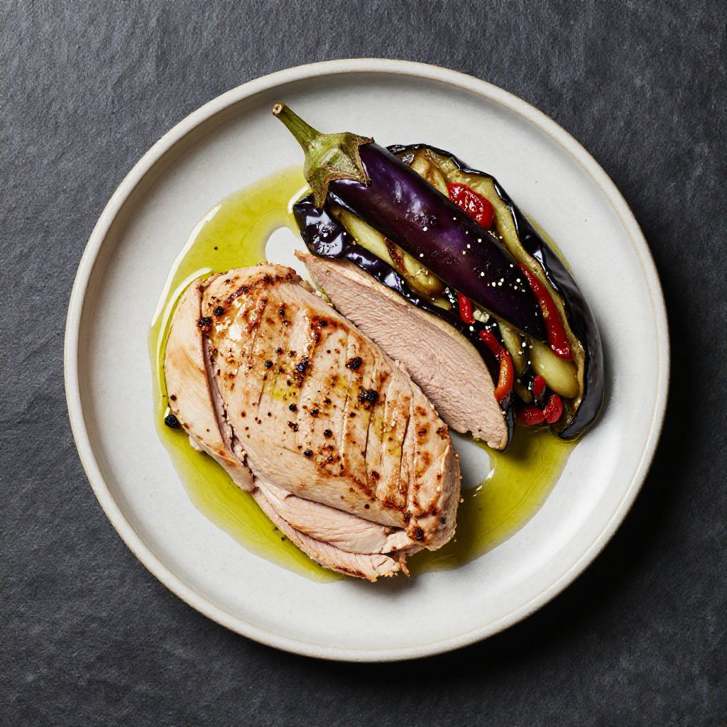 Keto Putensteak mit Aubergine