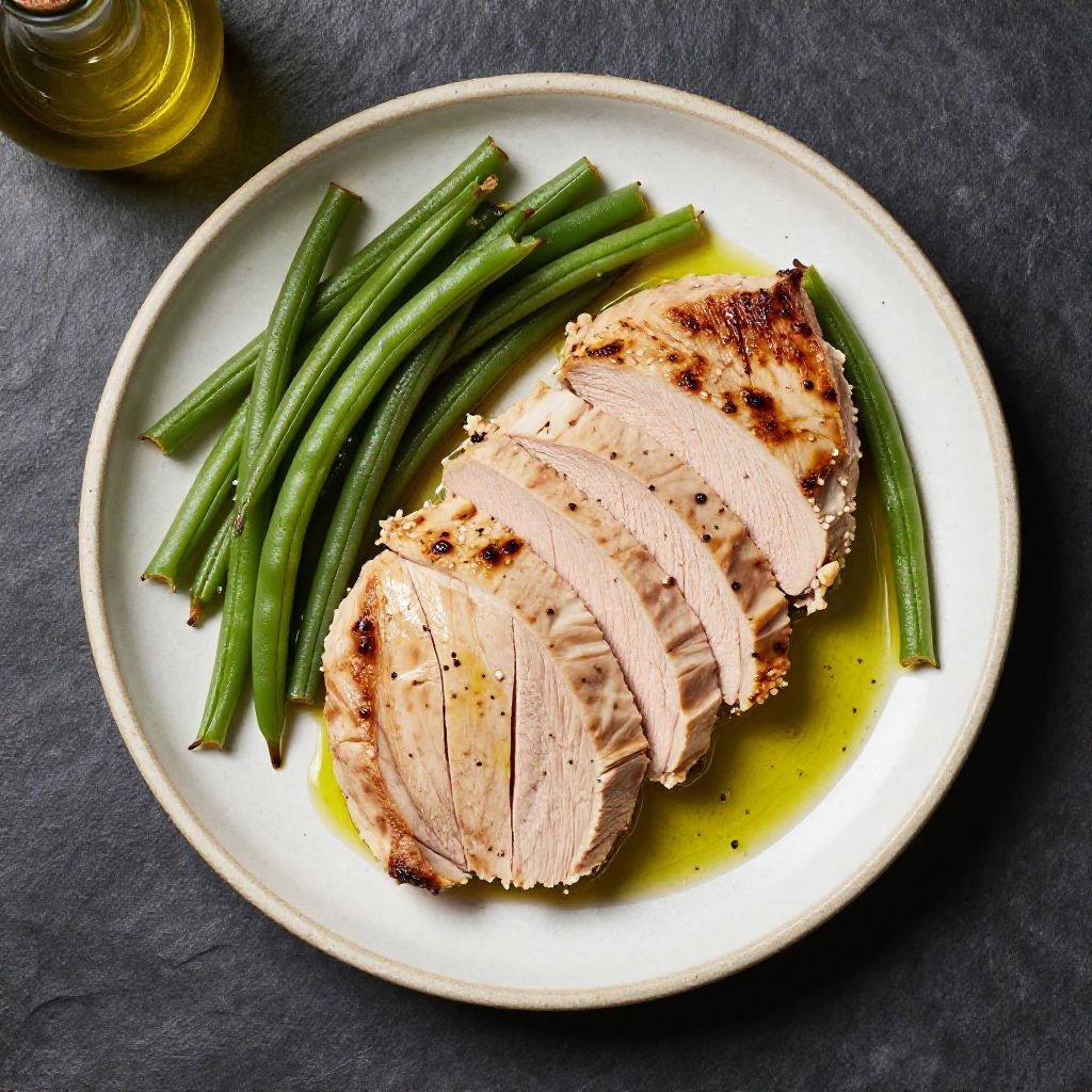 Keto Putensteak mit grüne Bohnen