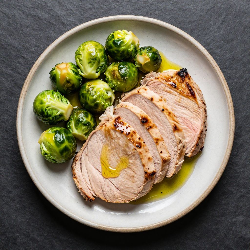 Keto Putensteak mit Rosenkohl