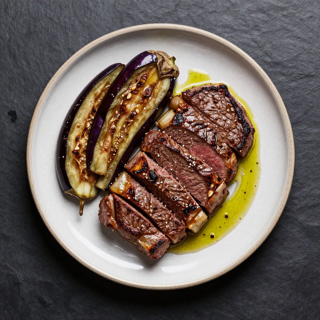 Keto Rindersteak mit Aubergine