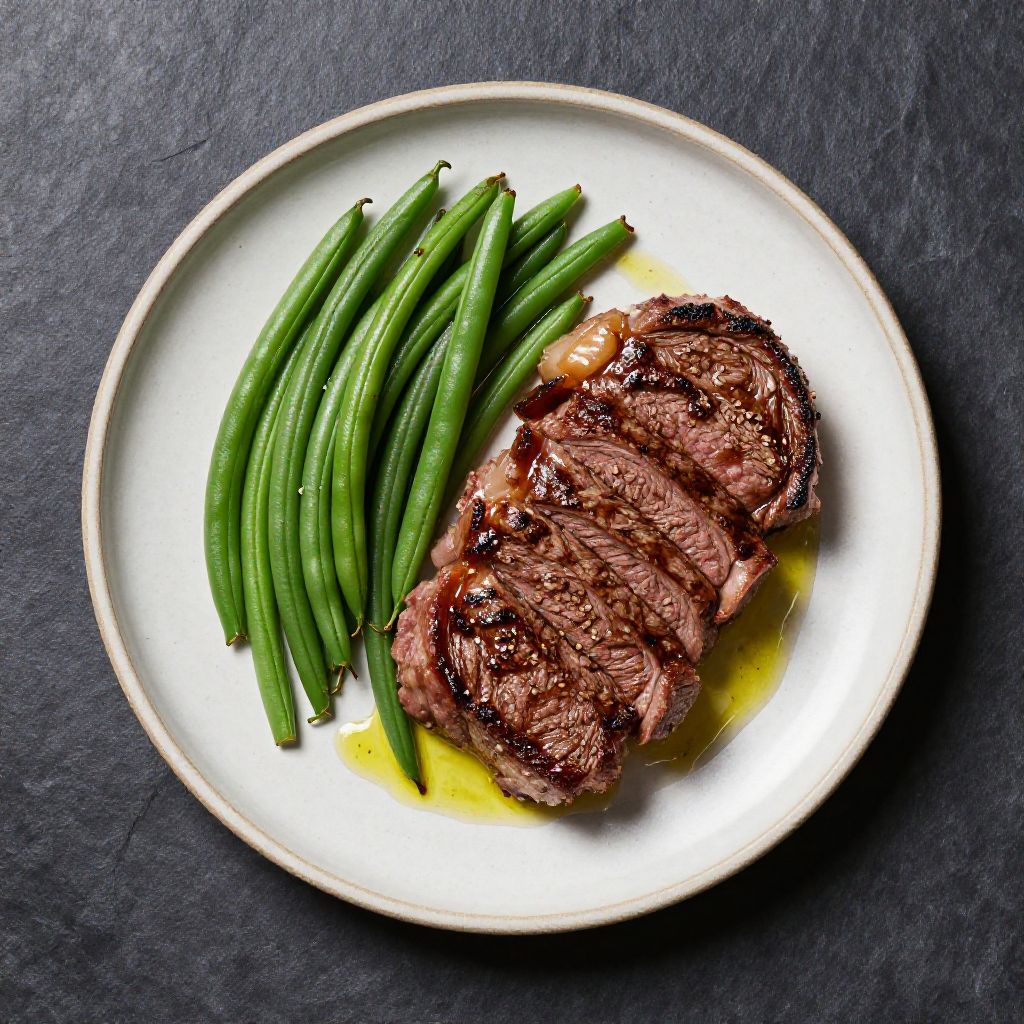 Keto Rindersteak mit grüne Bohnen