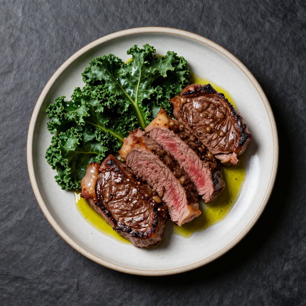 Keto Rindersteak mit Grünkohl