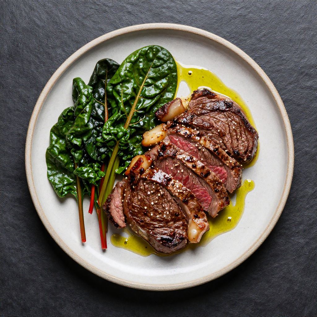 Keto Rindersteak mit Mangold