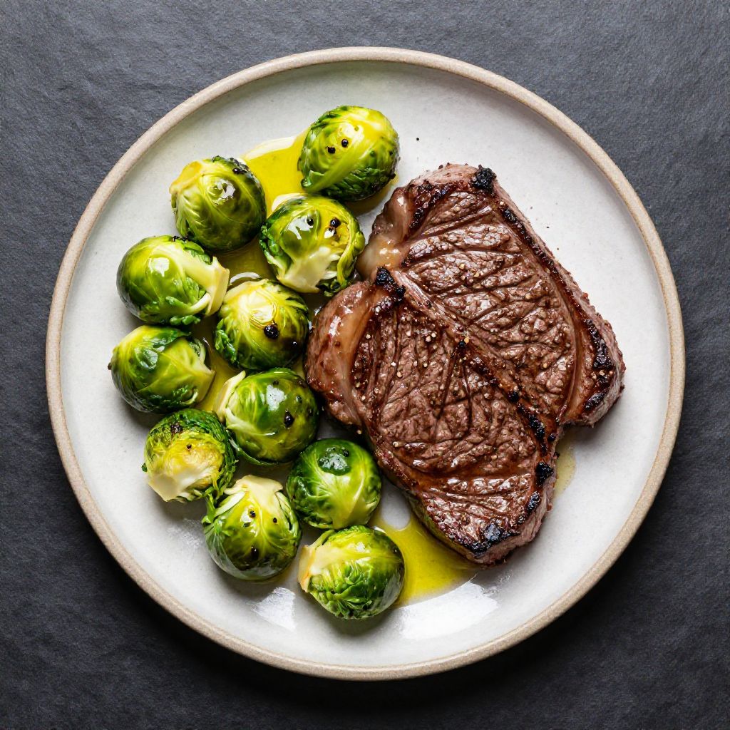 Keto Rindersteak mit Rosenkohl