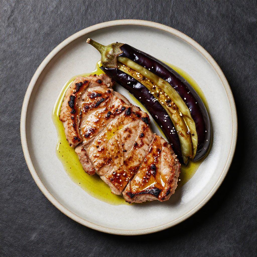 Keto Schweinekotelett mit Aubergine