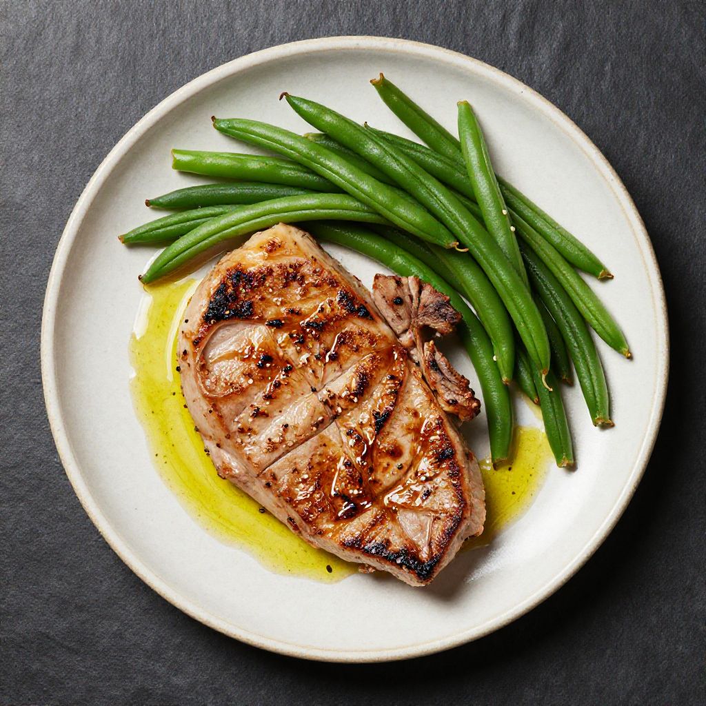 Keto Schweinekotelett mit grüne Bohnen