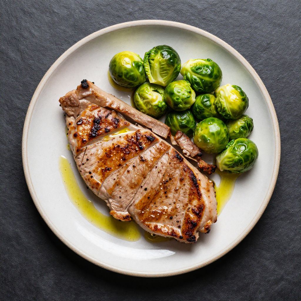 Keto Schweinekotelett mit Rosenkohl