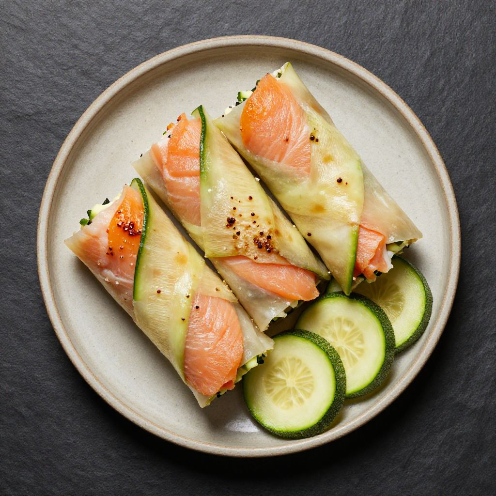 Keto Zucchini-Lachs-Röllchen