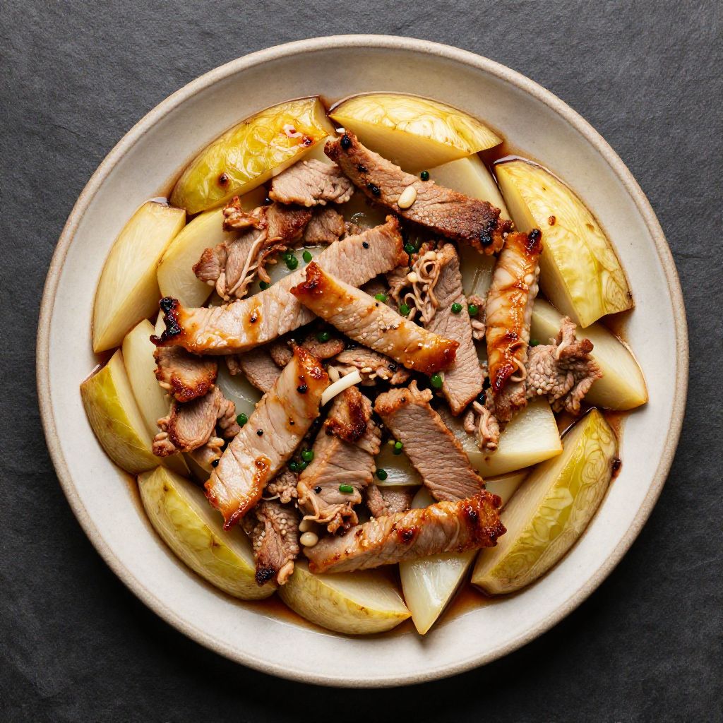 Kohlrabi-Auflauf mit Schweinegeschnetzeltem