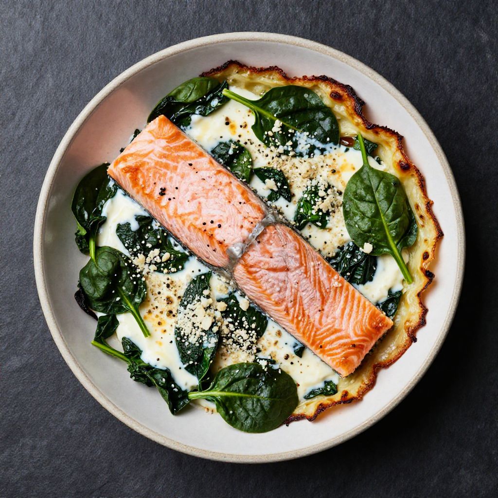 Lachs-Spinat-Auflauf mit Gorgonzola