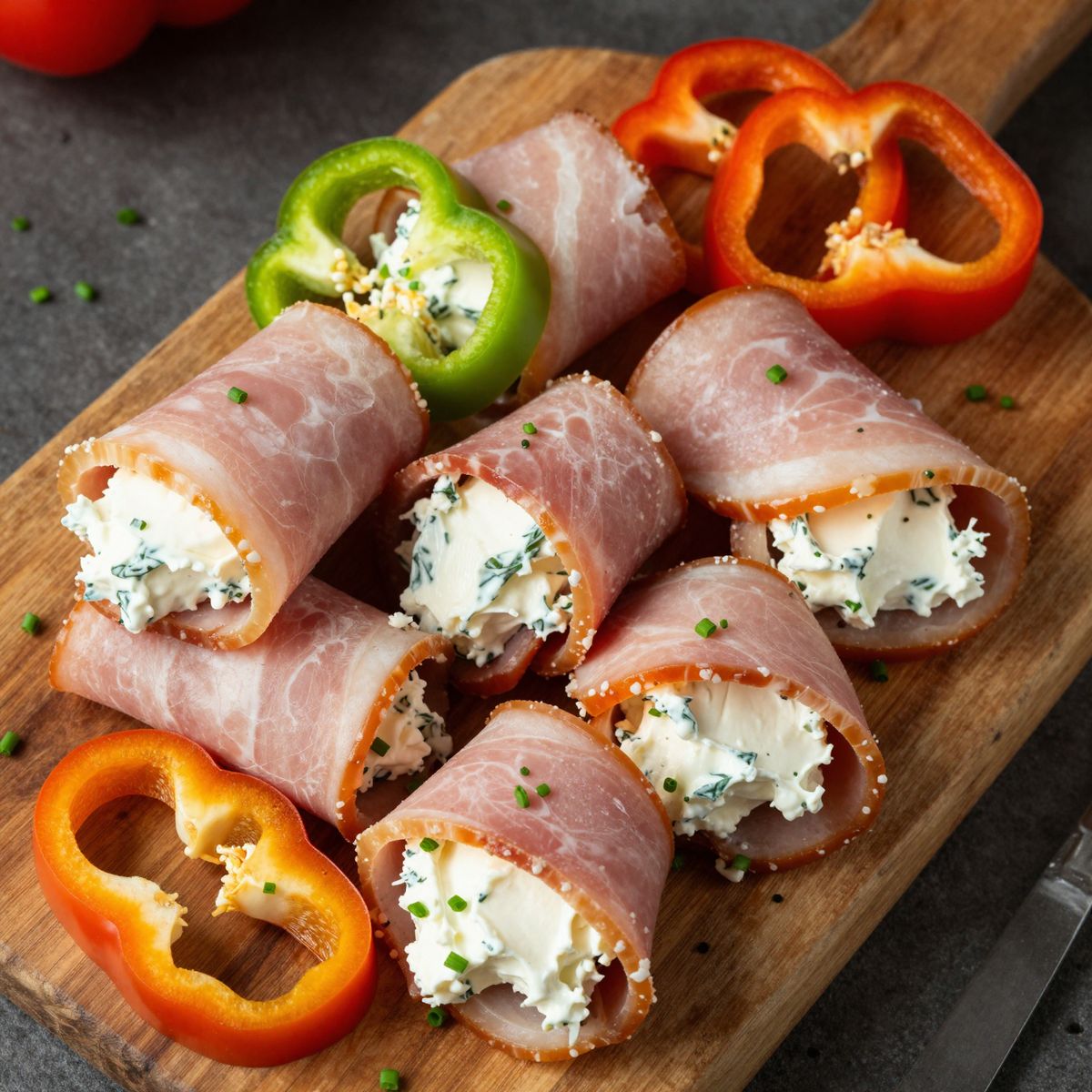 Schinken Paprika Frischkäse Röllchen