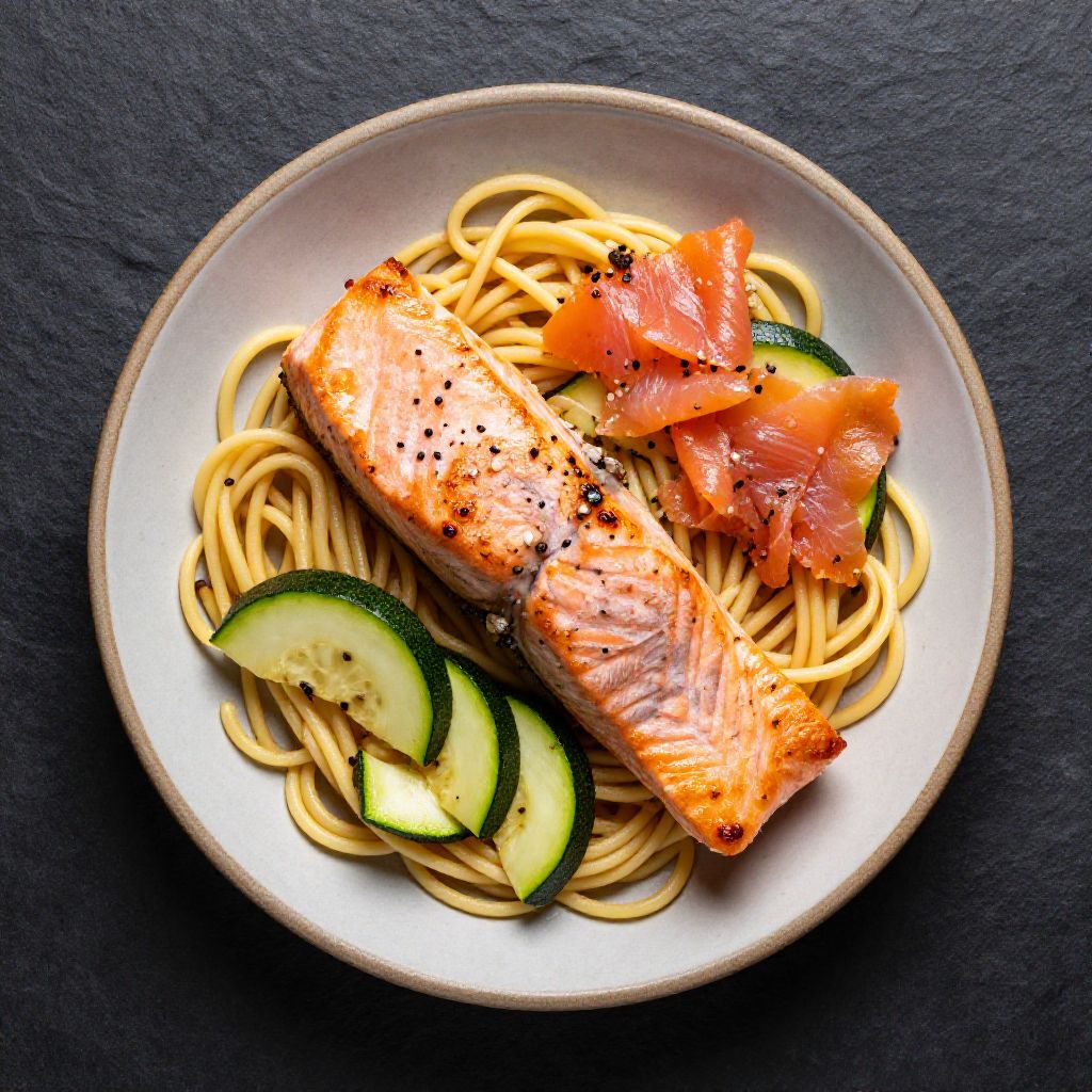 Zoodle-Bowl mit Lachs