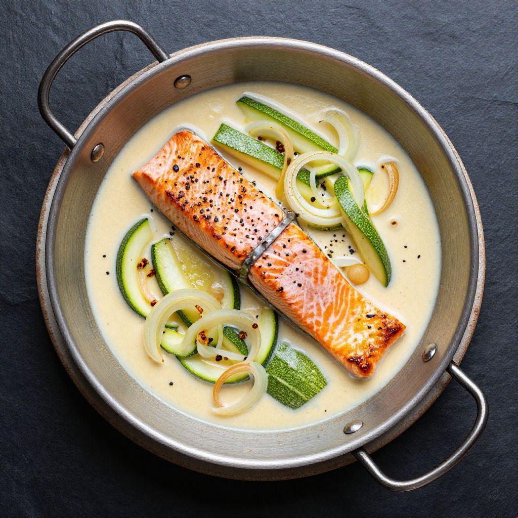 🥒 Cremige Zucchini-Lachs-Pfanne