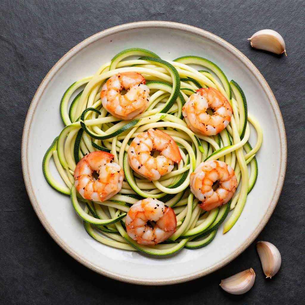 Zucchini-Nudeln mit Garnelen